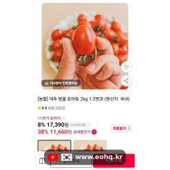 [11번가] Cà chua bi giòn ngọt 2kg (11,660원)