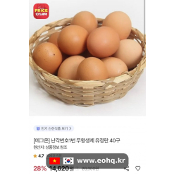 [SK스토아] Trứng gà thả vườn không kháng sinh 40 quả (13.597₩)